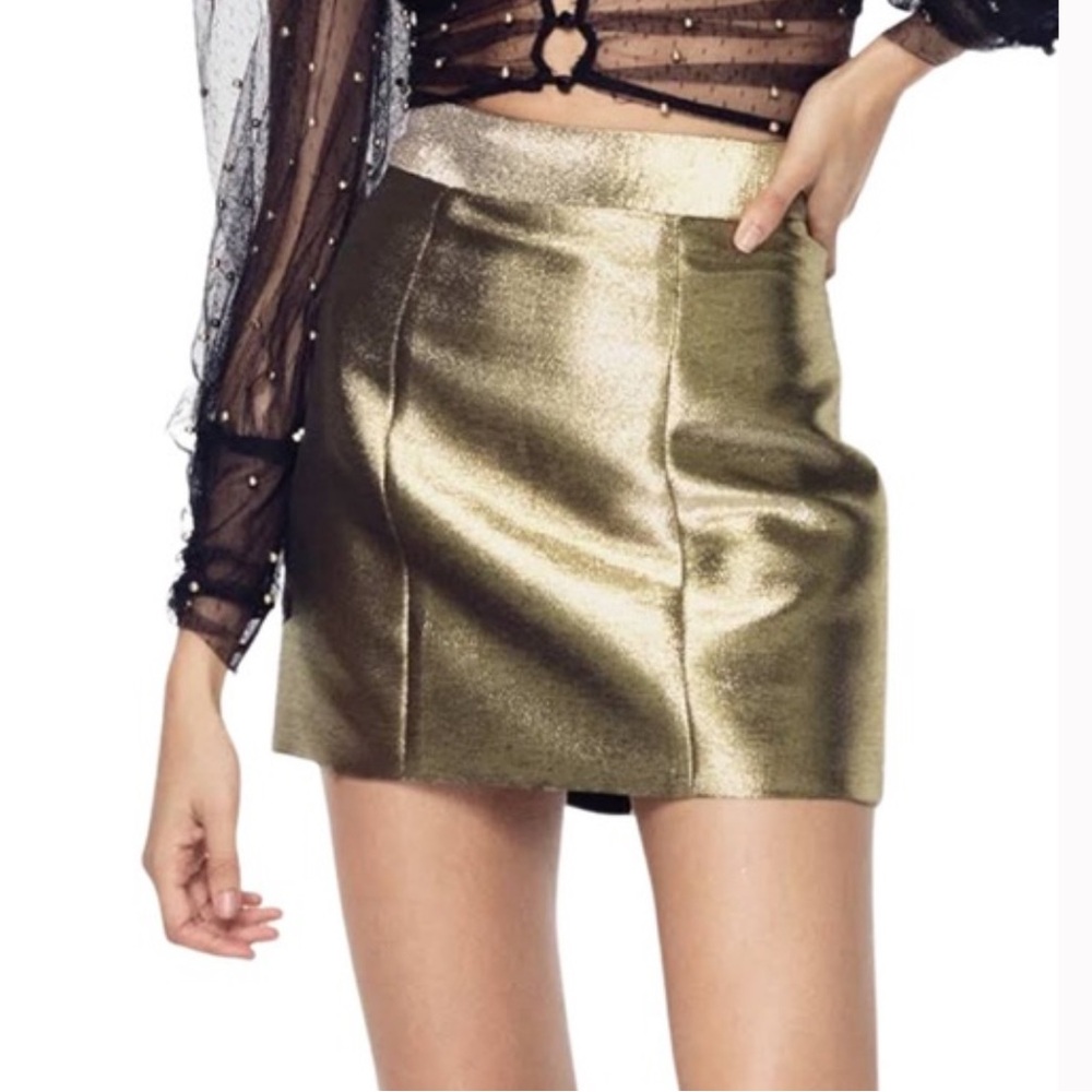 For Love and Lemons Juliette Brocade Mini Skirt in Gold - NWT